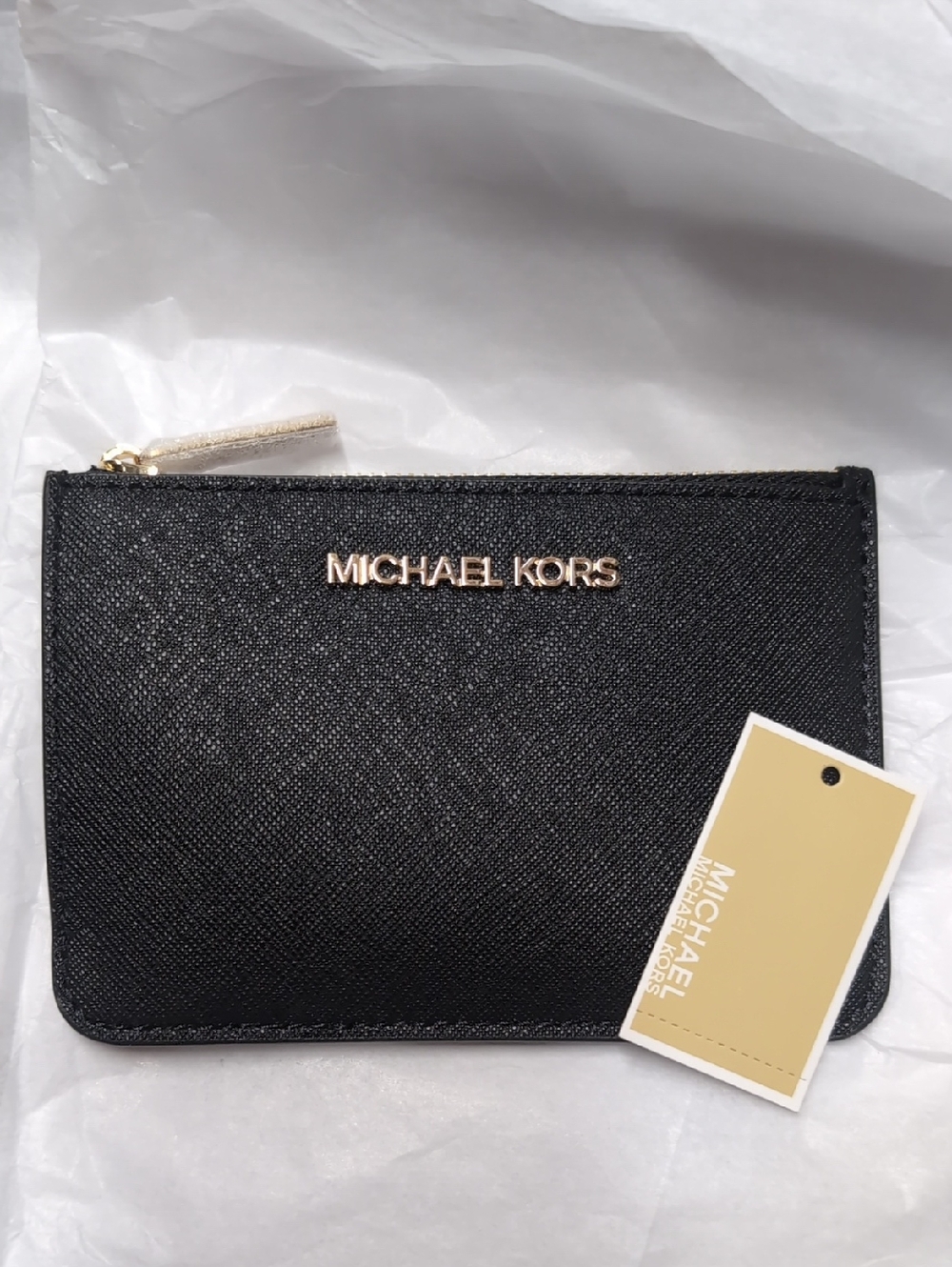 NWT Jet Set Travel Small Saffiano Leather Coin Pouch Black